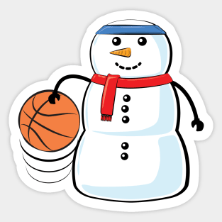 Funny Christmas Basketball Snowman Sticker